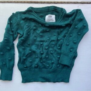 LITTLE SLEEPIES Play 12-18m green emerald pom sweater bamboo LS sweater EUC